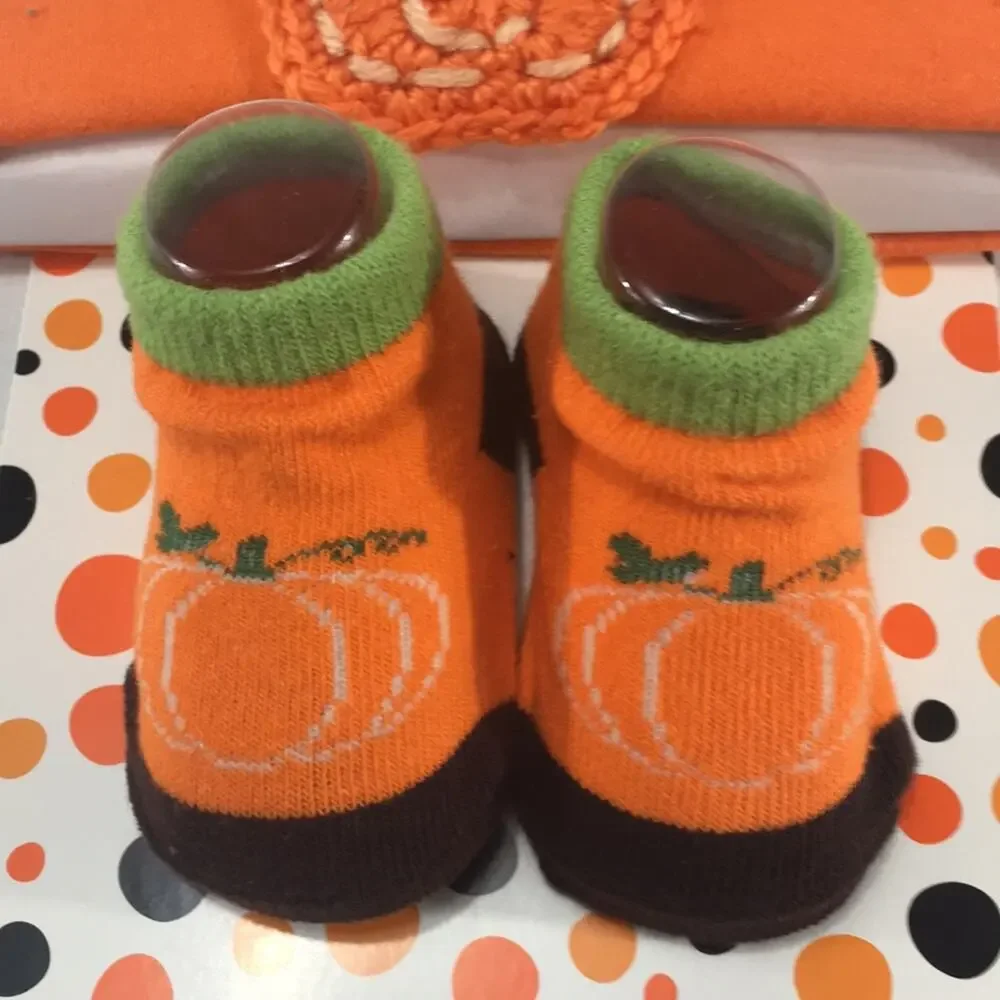 Little Me Pumpkin Beanie & Bootie Set Orange Size 0-12 Months